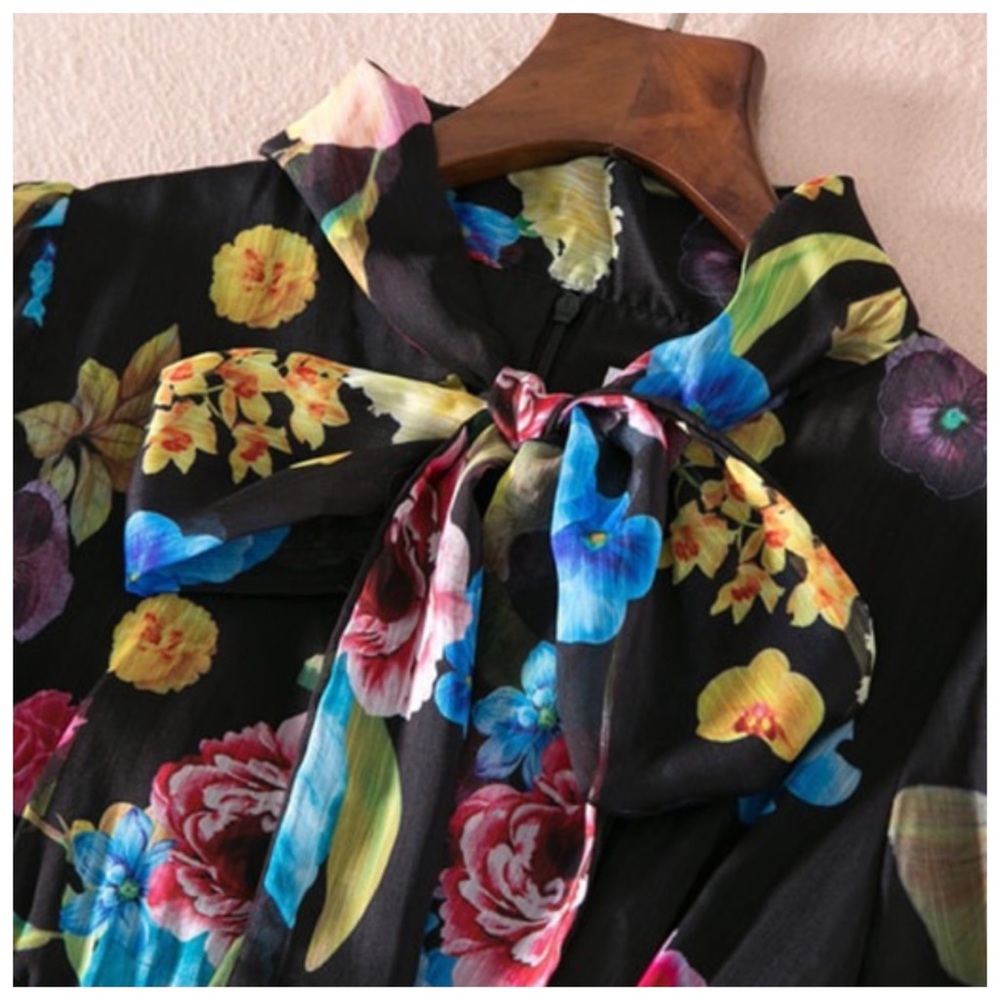 The Lucia Silk Gorgeous Sheer Floral Maxi Dress - Picture 6 of 7